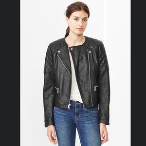 GAP Black Leather Biker Jacket